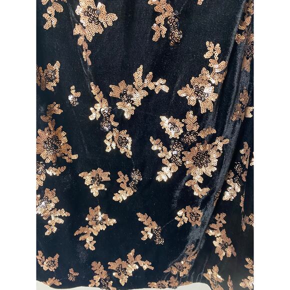 NWT CALVIN KLEIN DRESS 20W BLACK GOLD SEQUINS VELVET HOLIDAYS FESTIVE - Picture 10 of 15